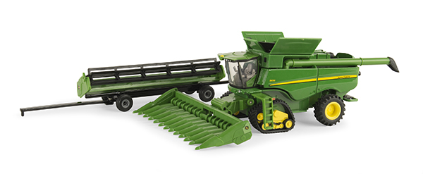 1/64 JOHN DEERE S690 COMBINE ON TRACKS WITH 2 HEADS AND CART!